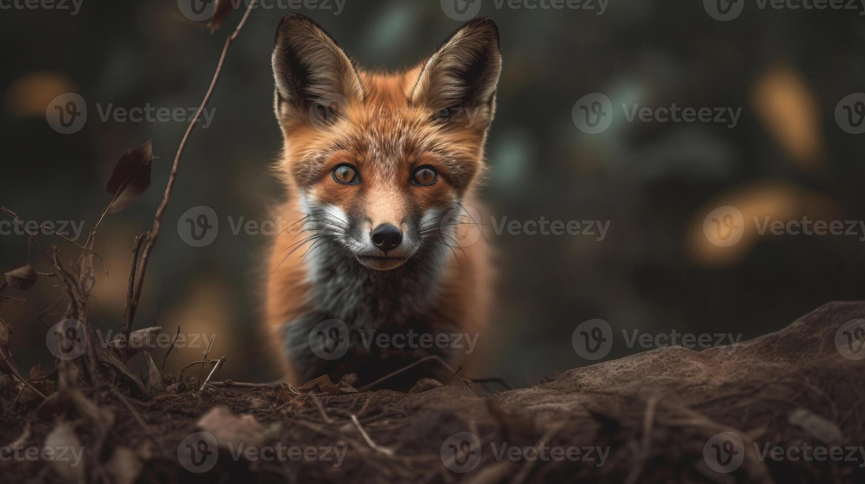Red fox in the forest AI Generate photo