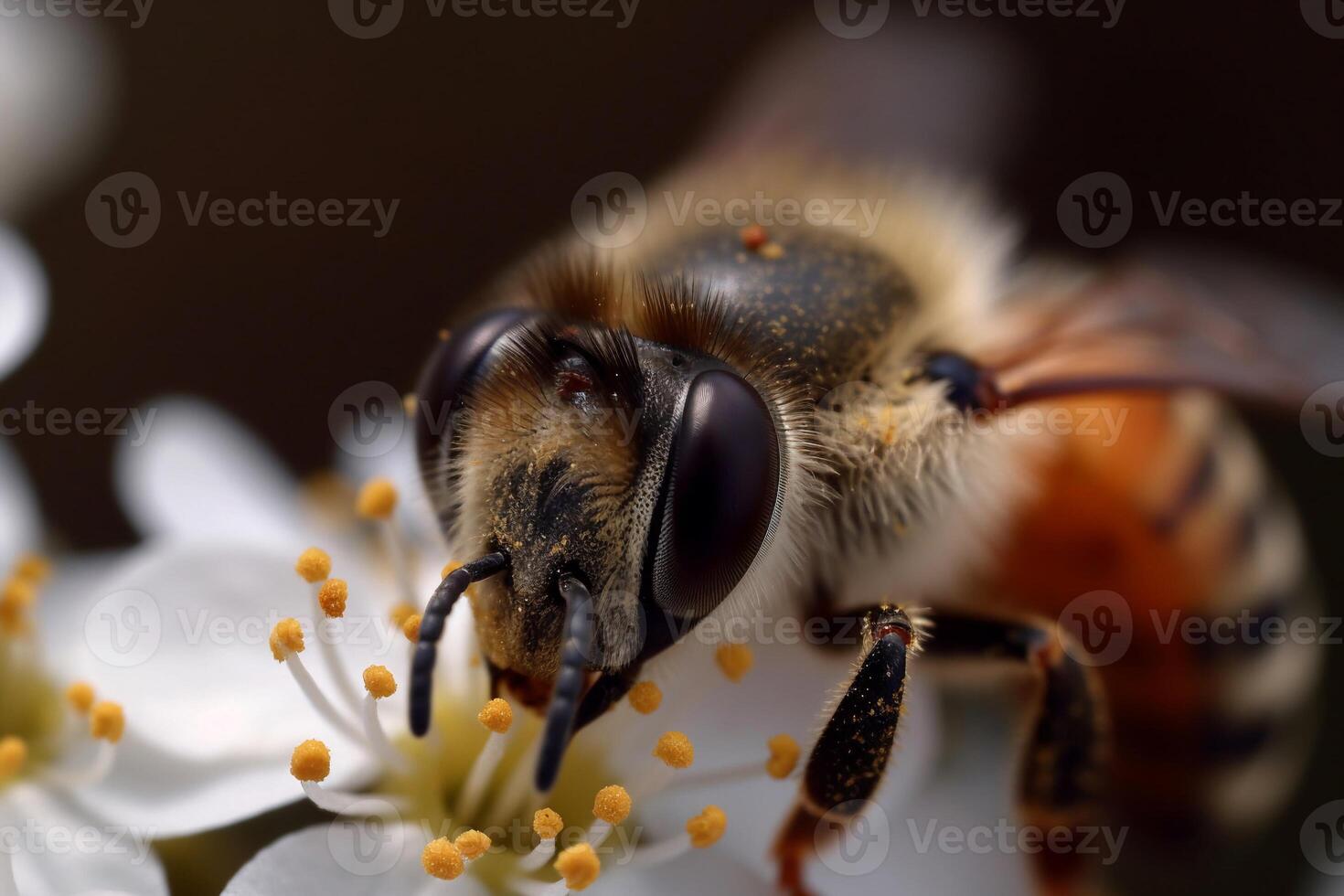 Portrait macro bee AI Generate photo