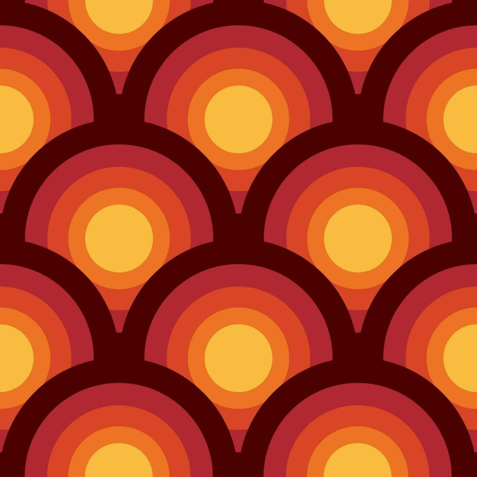 Retro and vintage looking, 70s, disco background. Vector art. Illustration red brown and yellow.