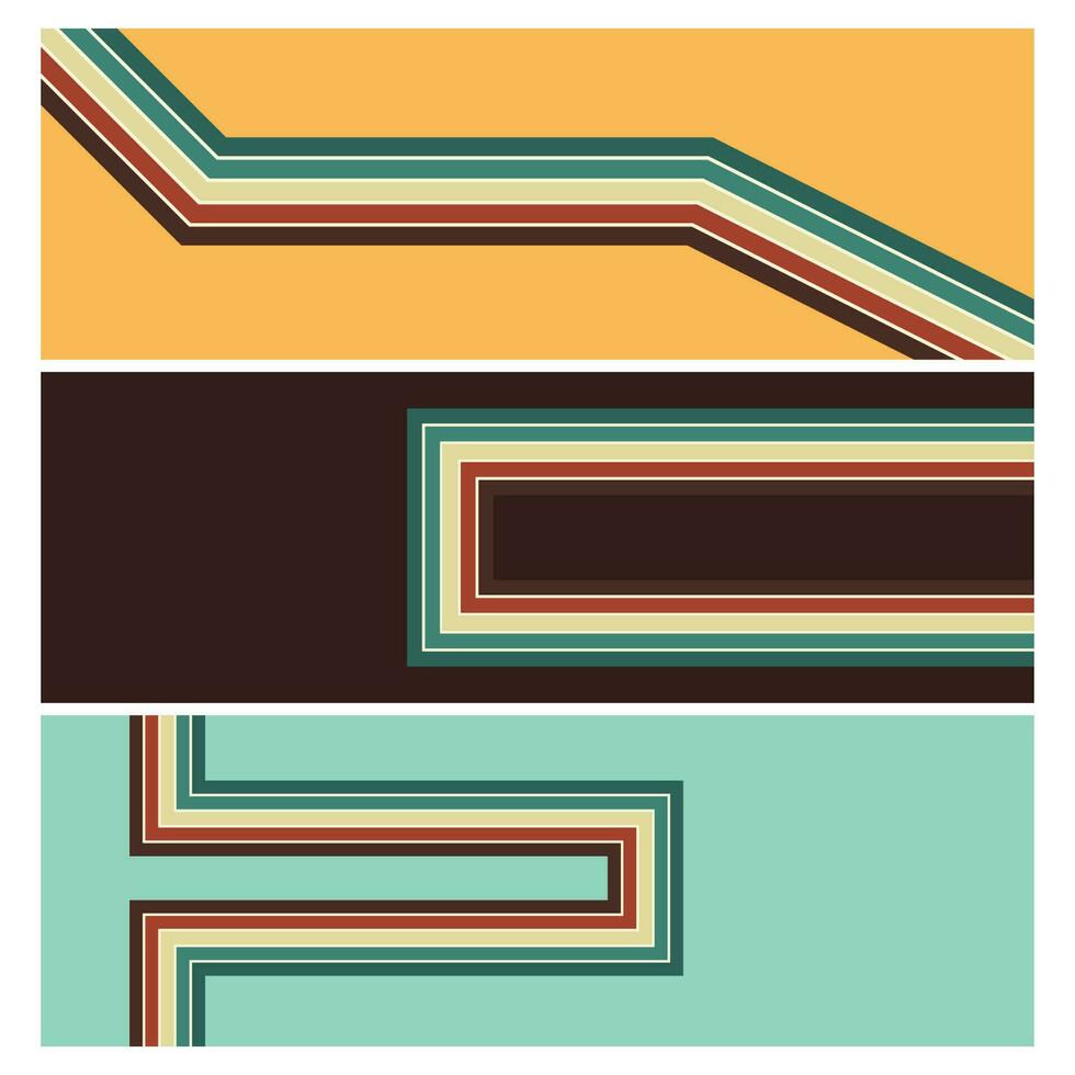Retro vintage 70s style stripes background poster lines. shapes vector design graphic 1970s retro background. abstract stylish 70s era line frame illustration. Abstract Simple geometric wave lines set