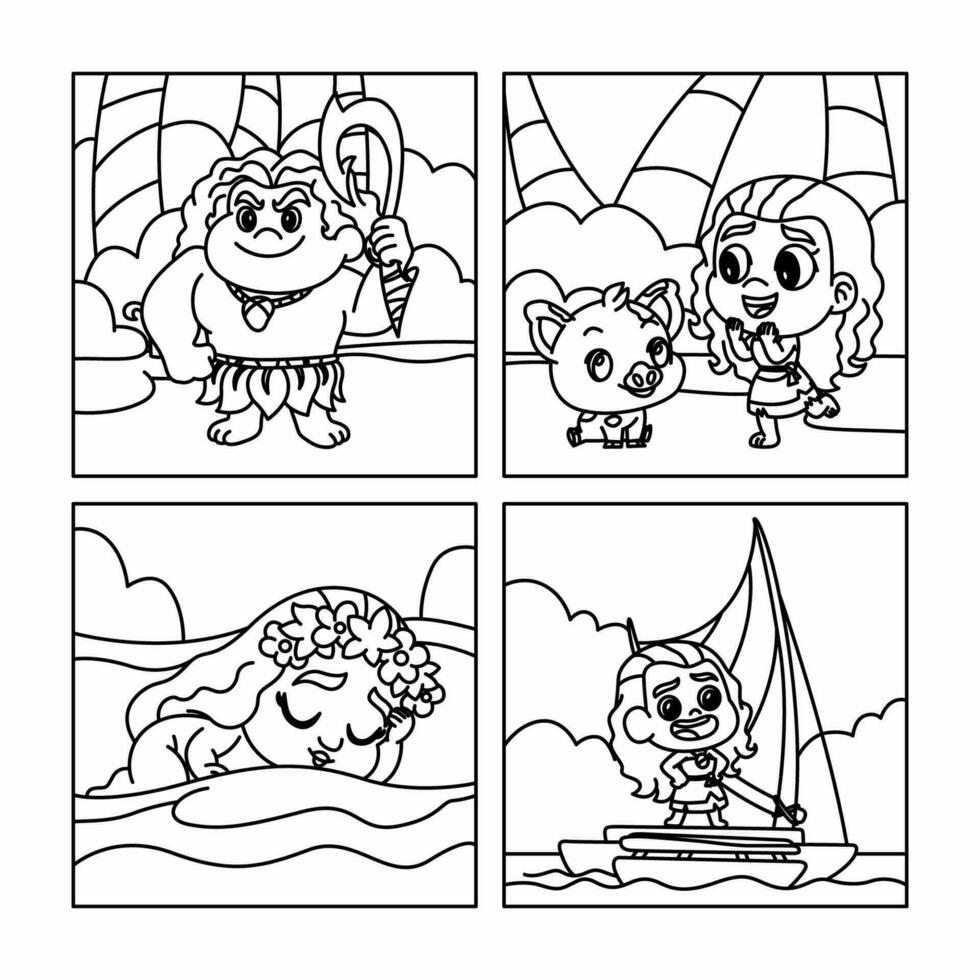 Happy Cute Character Coloring Book For Children vector