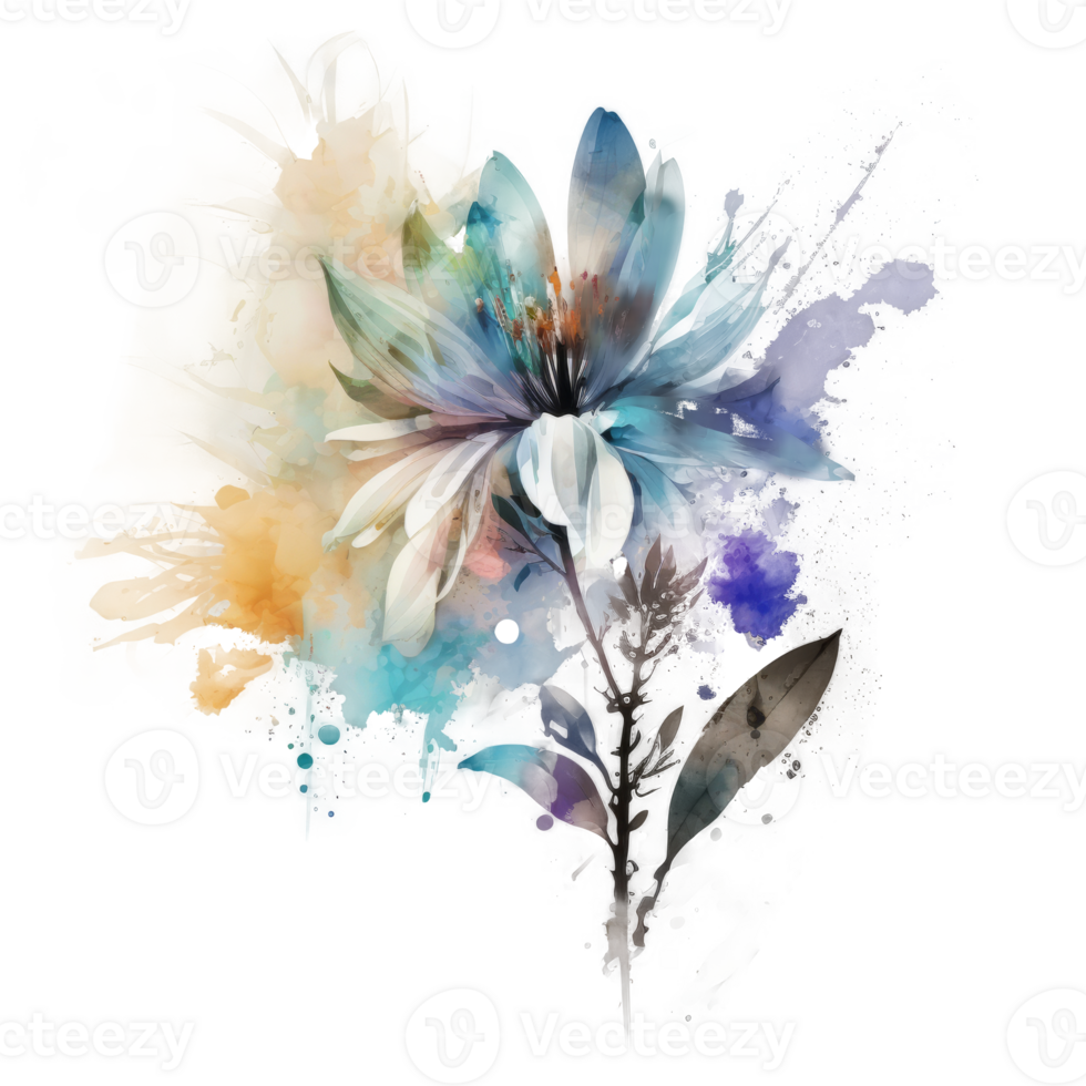 Watercolor flower isolated. Illustration png