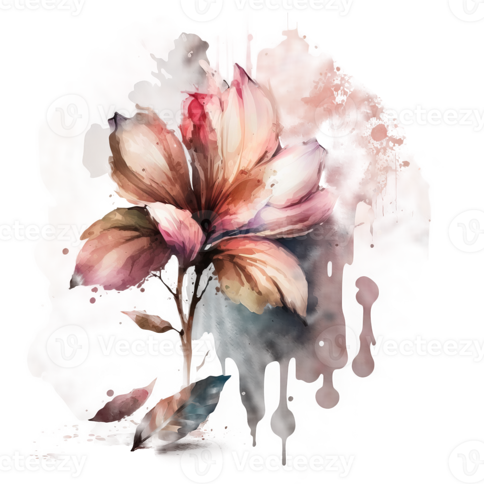 Watercolor flower isolated. Illustration png
