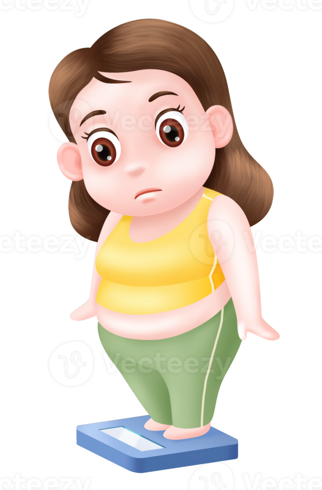 fat woman weighing cartoon style png