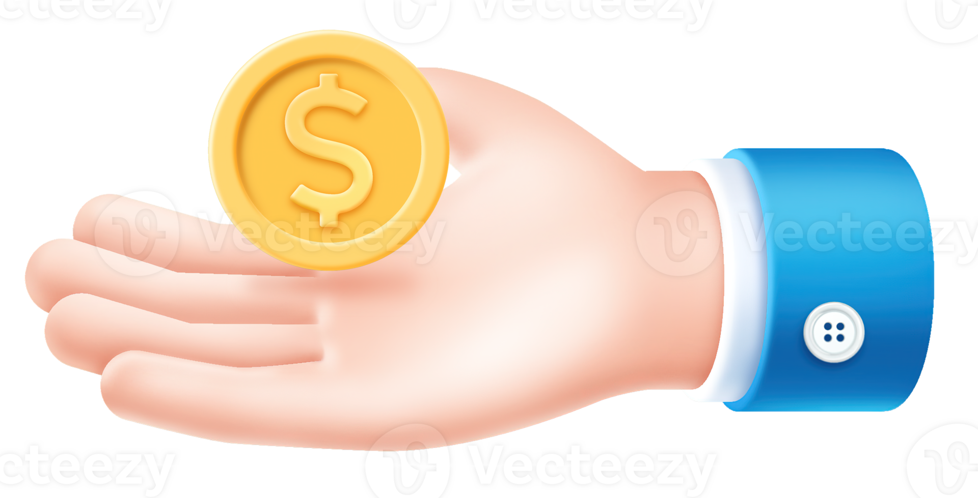 business hand with gold coin sign symbol icon png