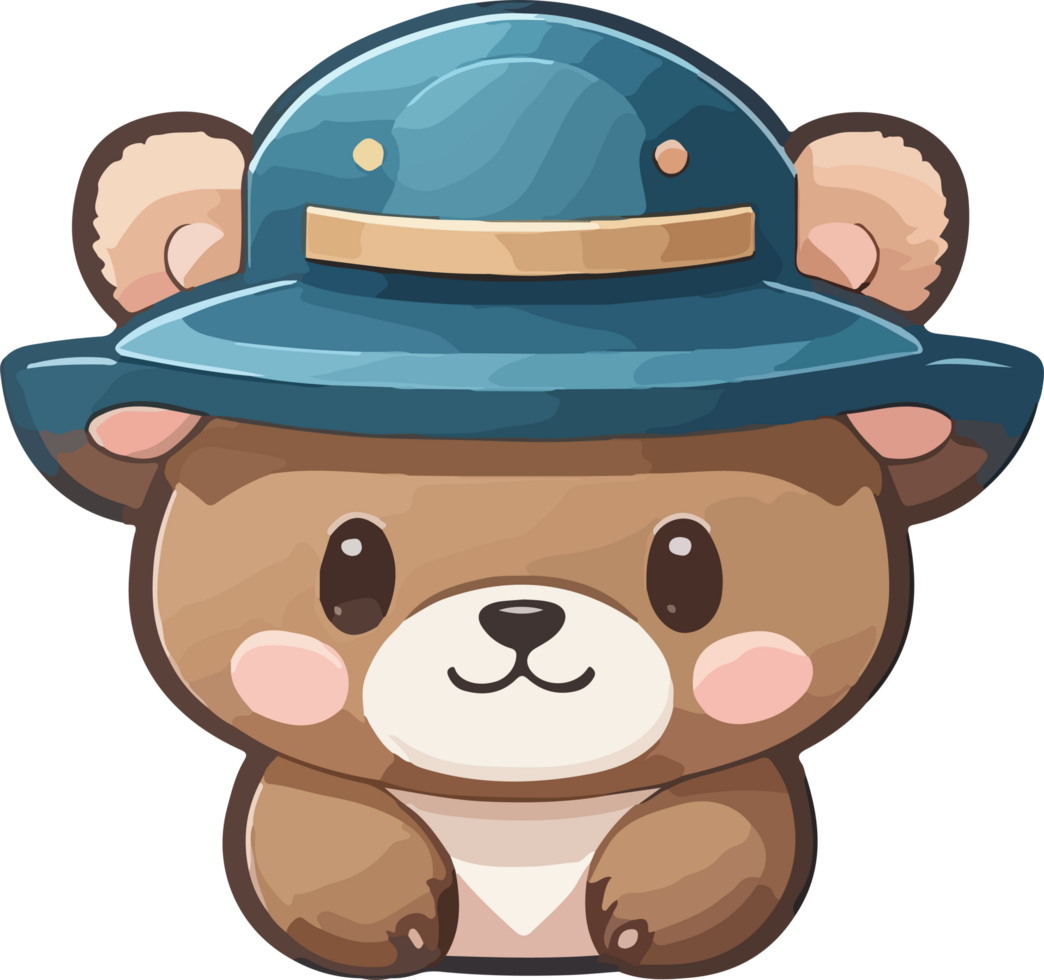 carino orso con cappello portafortuna logo design ai generativo png