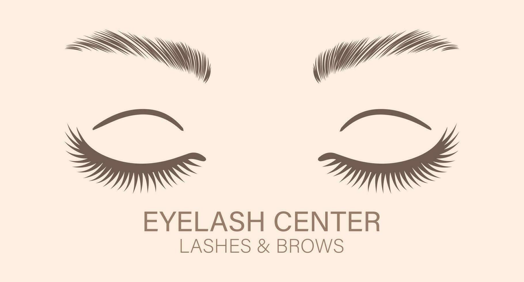 Female eyes with long eyelashes and eyebrows. Beauty logo for eyelash and eyebrow center. Logo, business card, vector