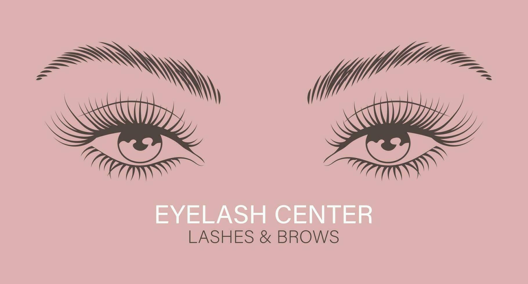 Female eyes with long eyelashes and eyebrows. Beauty logo for eyelash and eyebrow center. Logo, business card, vector
