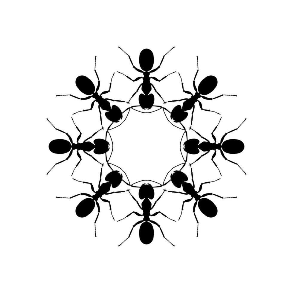 Colony of the Ant Silhouette Circle Shape Composition for Art Illustration, Logo, Pictogram, Website, or Graphic Design Element. Vector Illustration