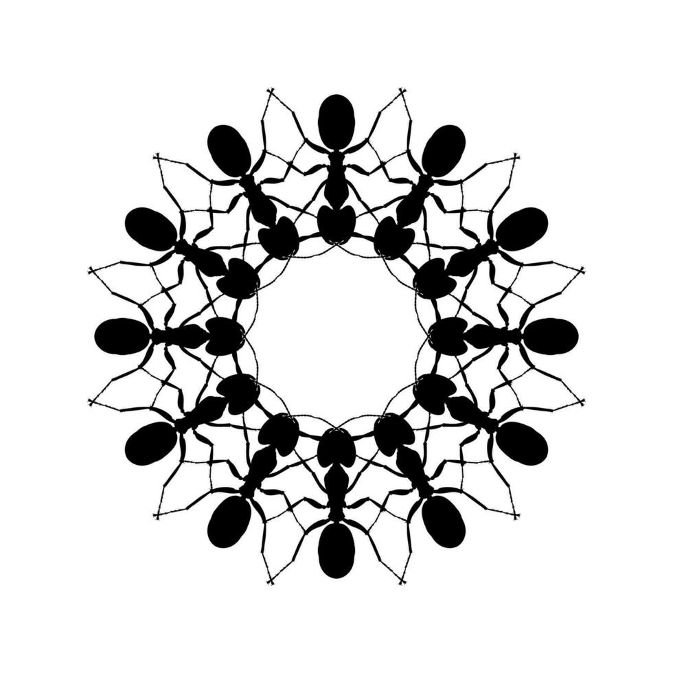 Colony of the Ant Silhouette Circle Shape Composition for Art Illustration, Logo, Pictogram, Website, or Graphic Design Element. Vector Illustration