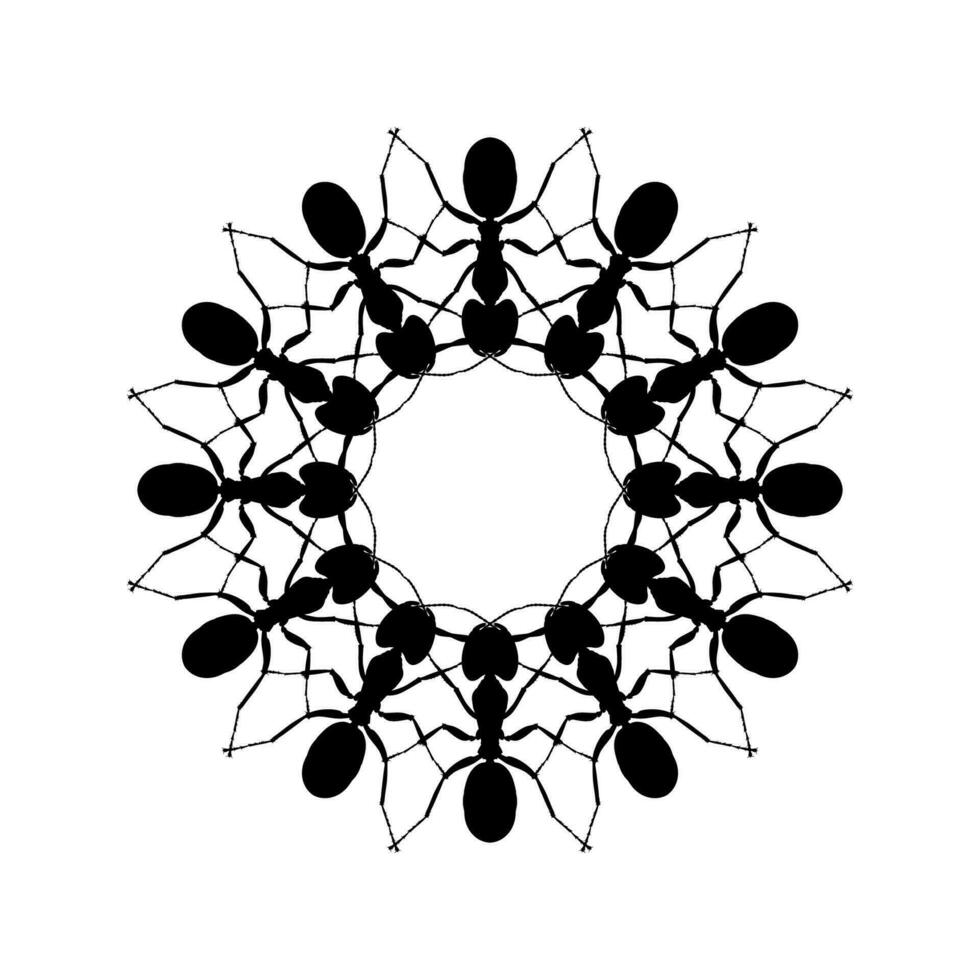 Colony of the Ant Silhouette Circle Shape Composition for Art Illustration, Logo, Pictogram, Website, or Graphic Design Element. Vector Illustration