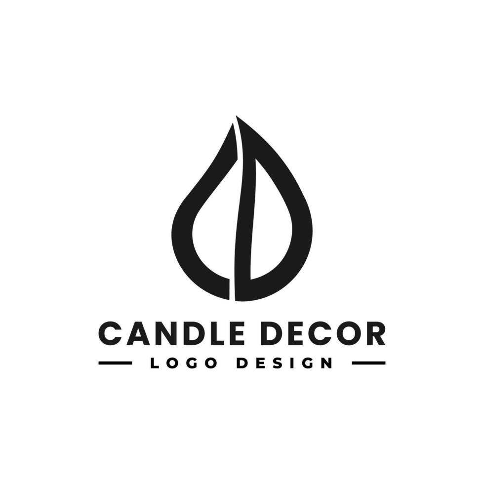 candle decor with letter C and D fire logo icon vector illustration