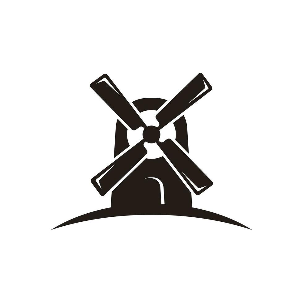 A windmill with a white background logo icon vector illustration