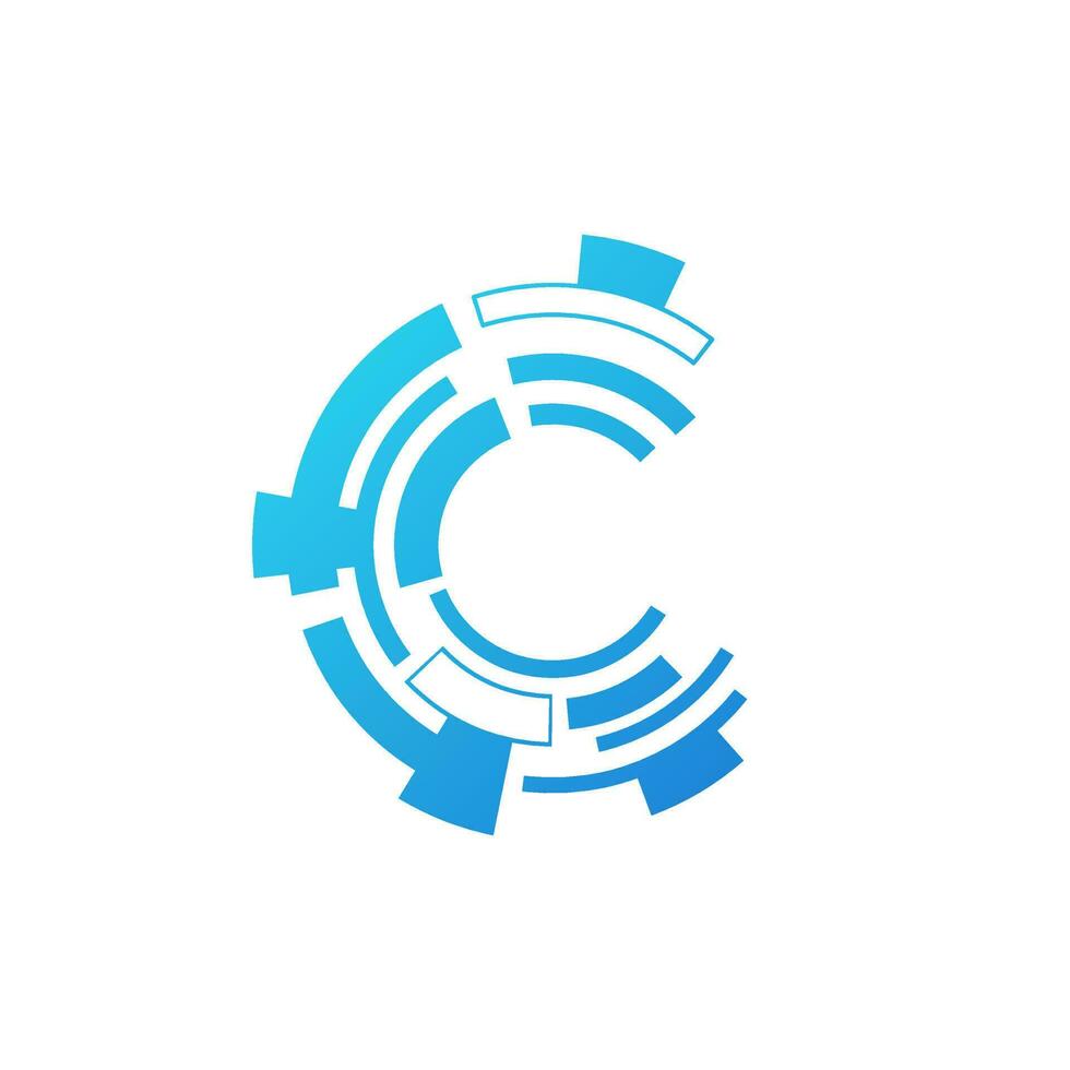 letter C technology logo icon vector illustration