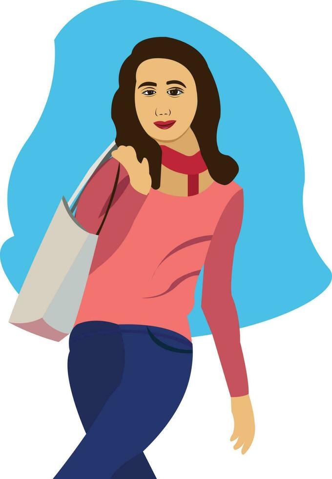 shopping girl Flat Vector Illustration