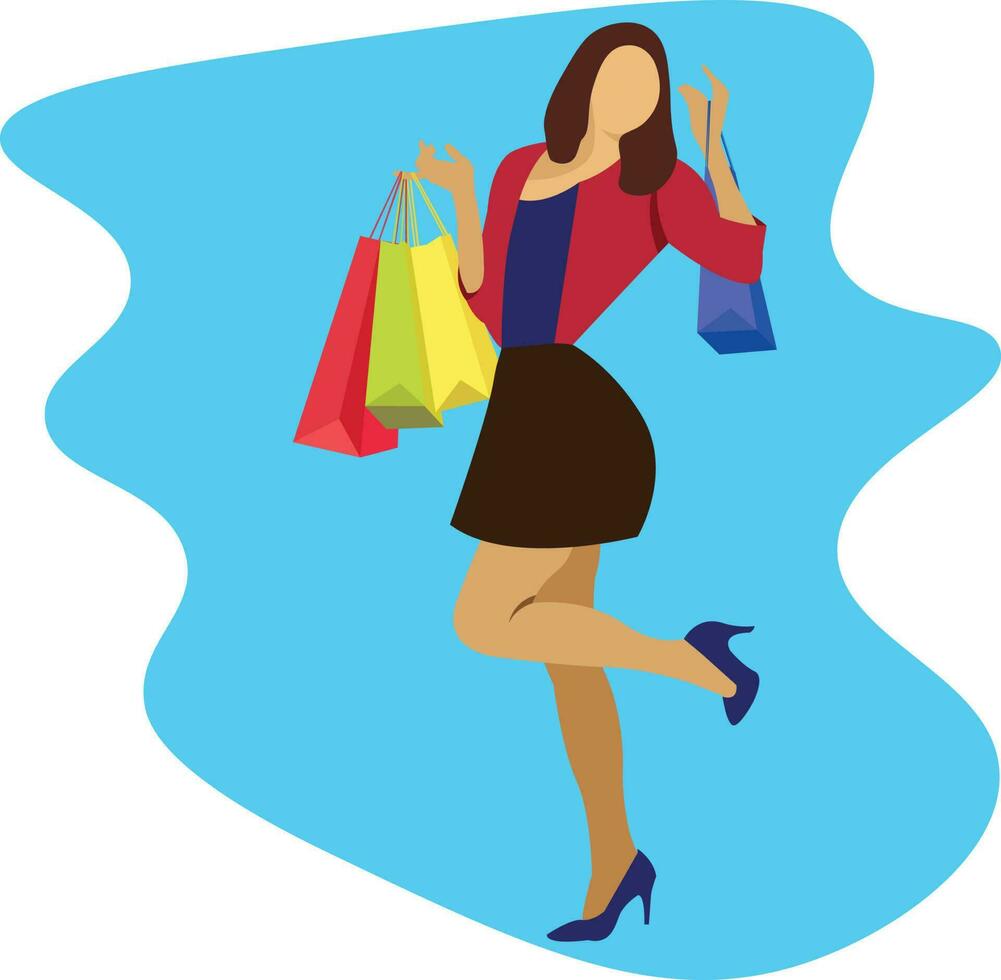 shopping girl flat vector art