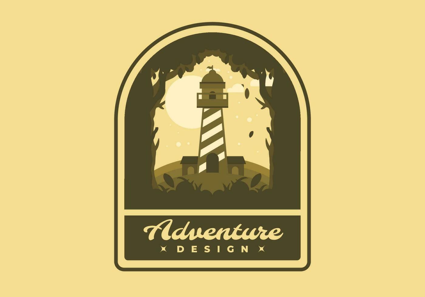 Colorful flat illustration of lighthouse in the forest vector