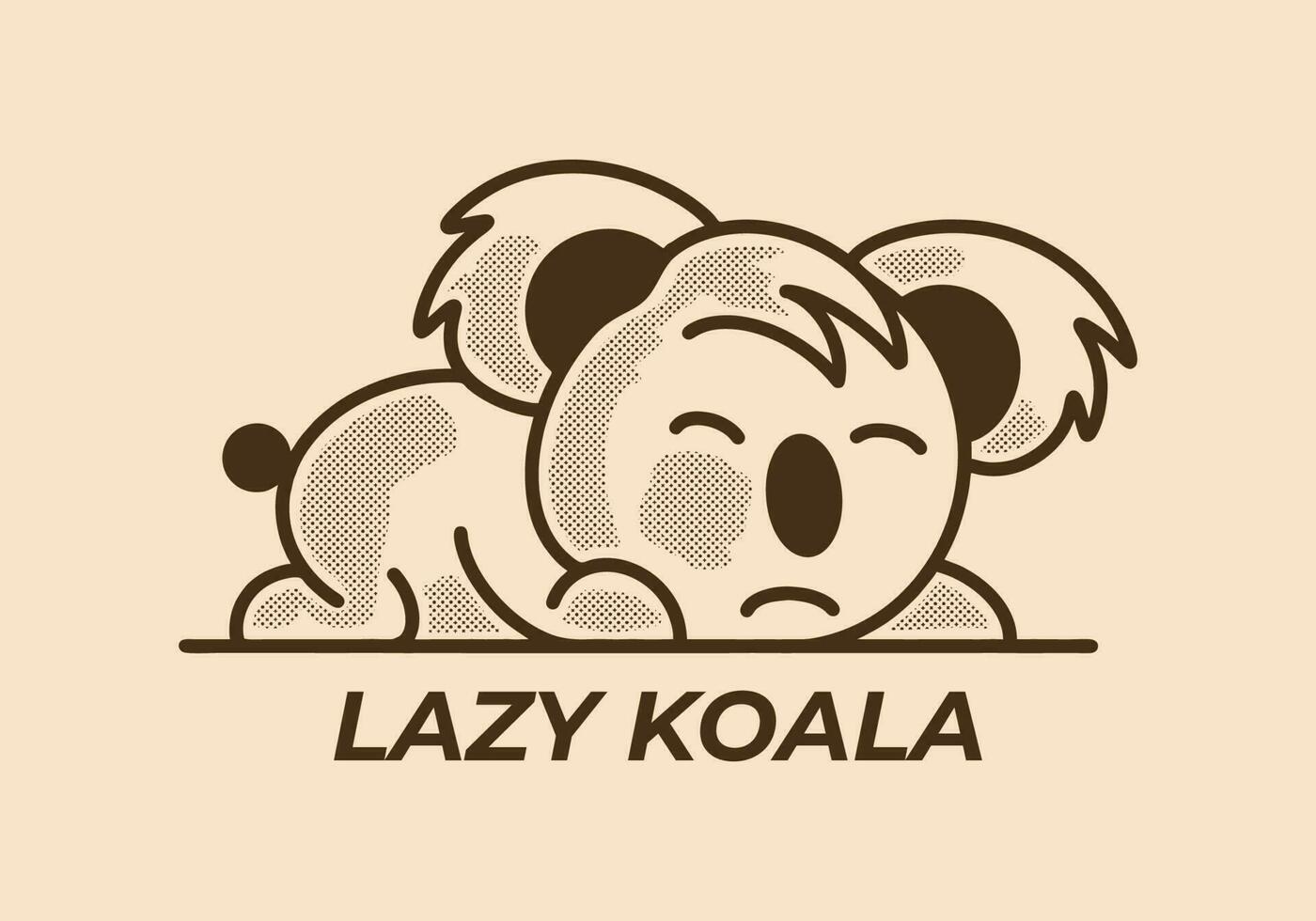 illustration drawing of lazy baby koala vector