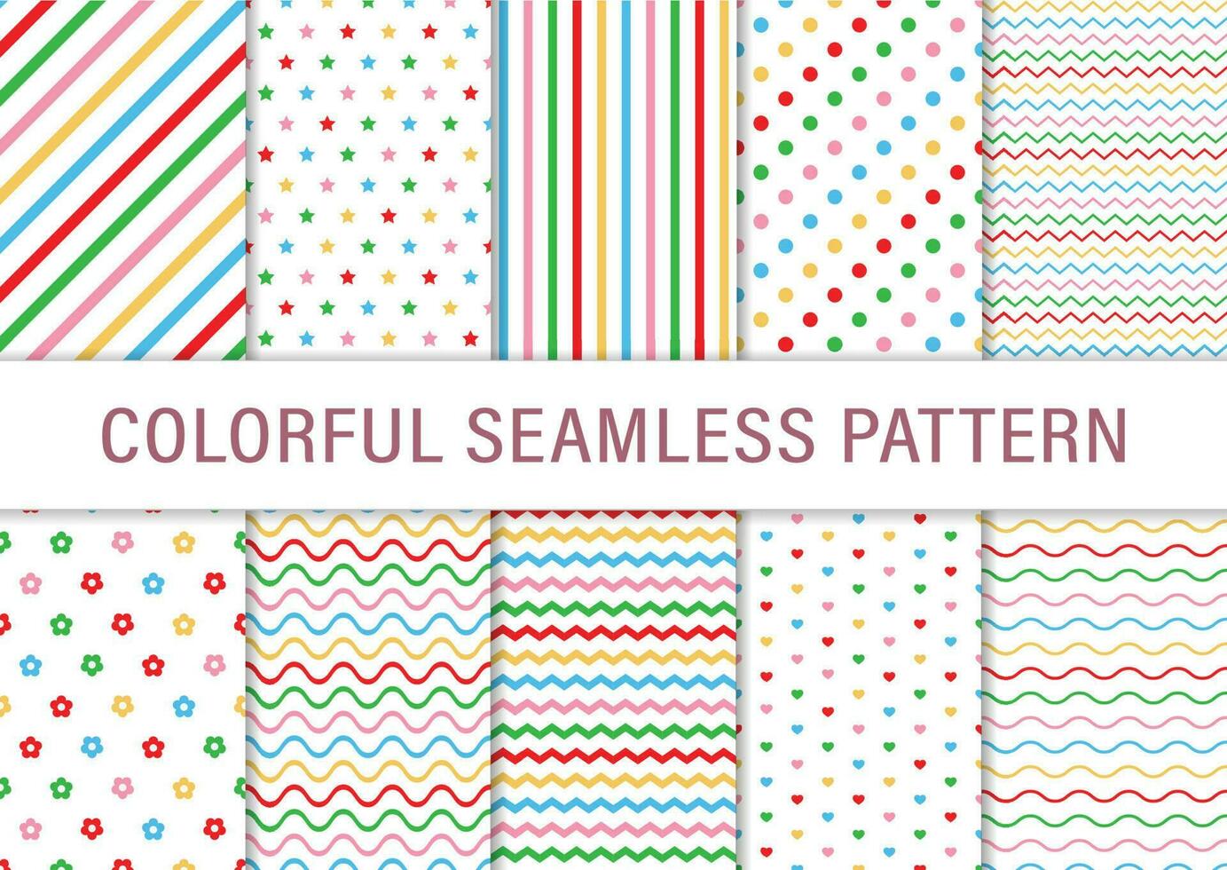 Seamless Geometric Pattern Set Illustration In Pastel Colors vector