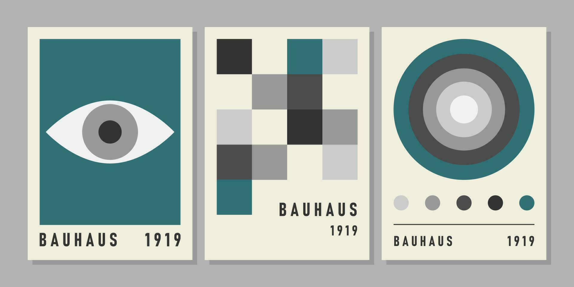 vector conjunto de retro Bauhaus geométrico cubre para pared decoración, folletos, carteles, pancartas, interior diseño