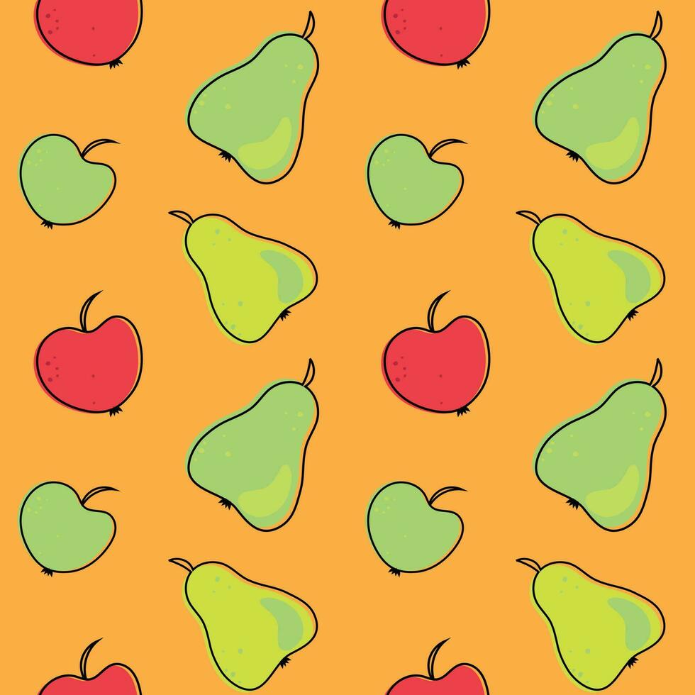 Seamless bright pattern with apples and pears vector