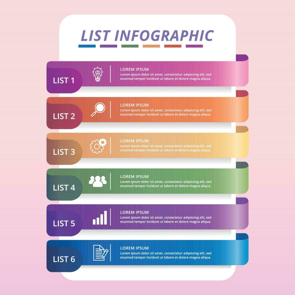 Simple Colorful List Bar Infographic vector