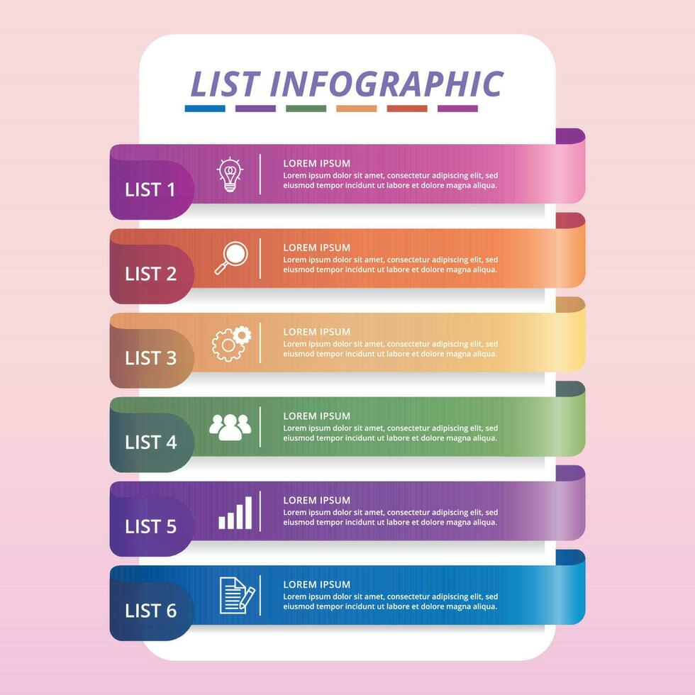 sencillo vistoso lista bar infografía vector