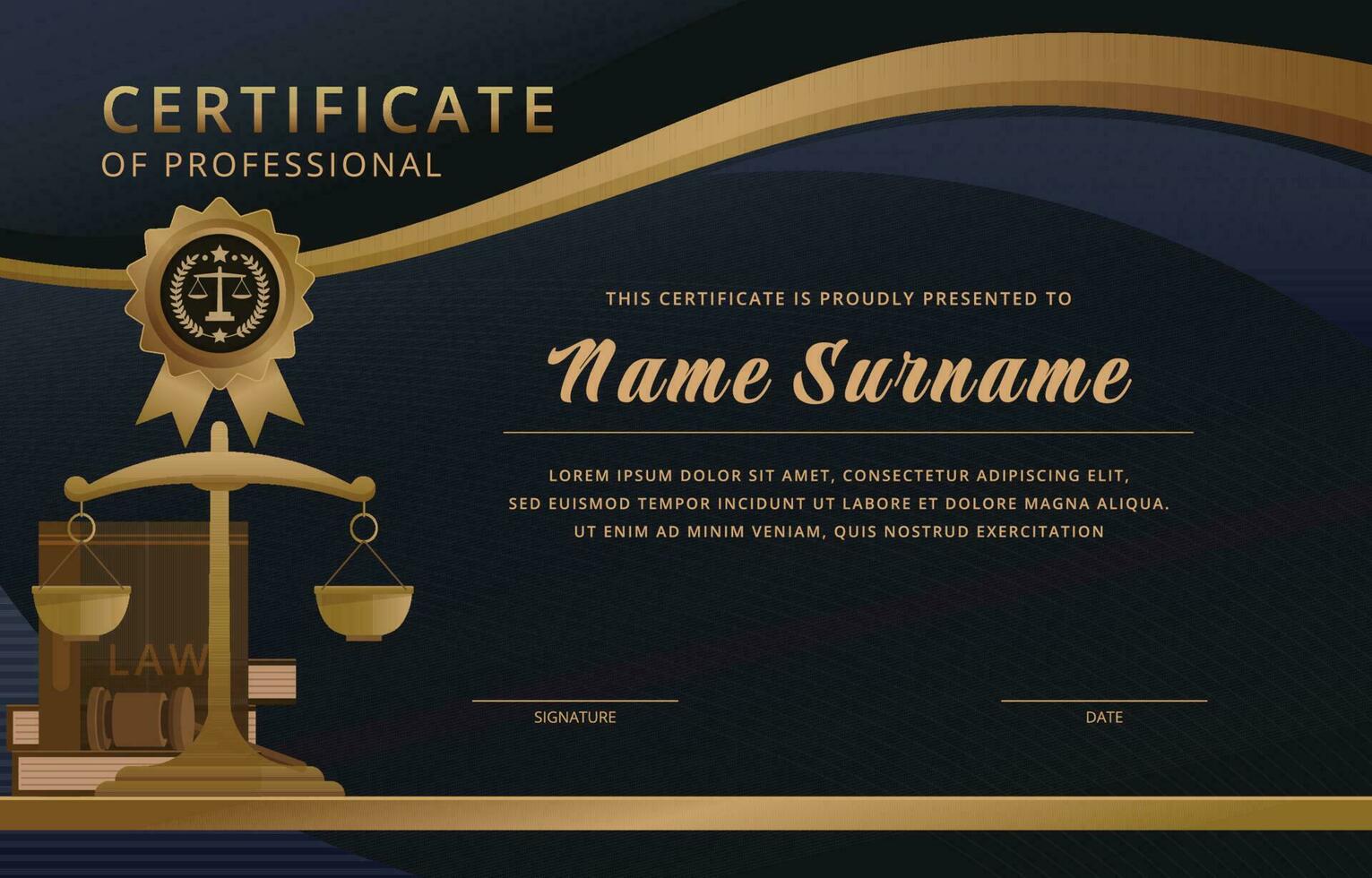 Lawyer Certificate Of Professional Background vector