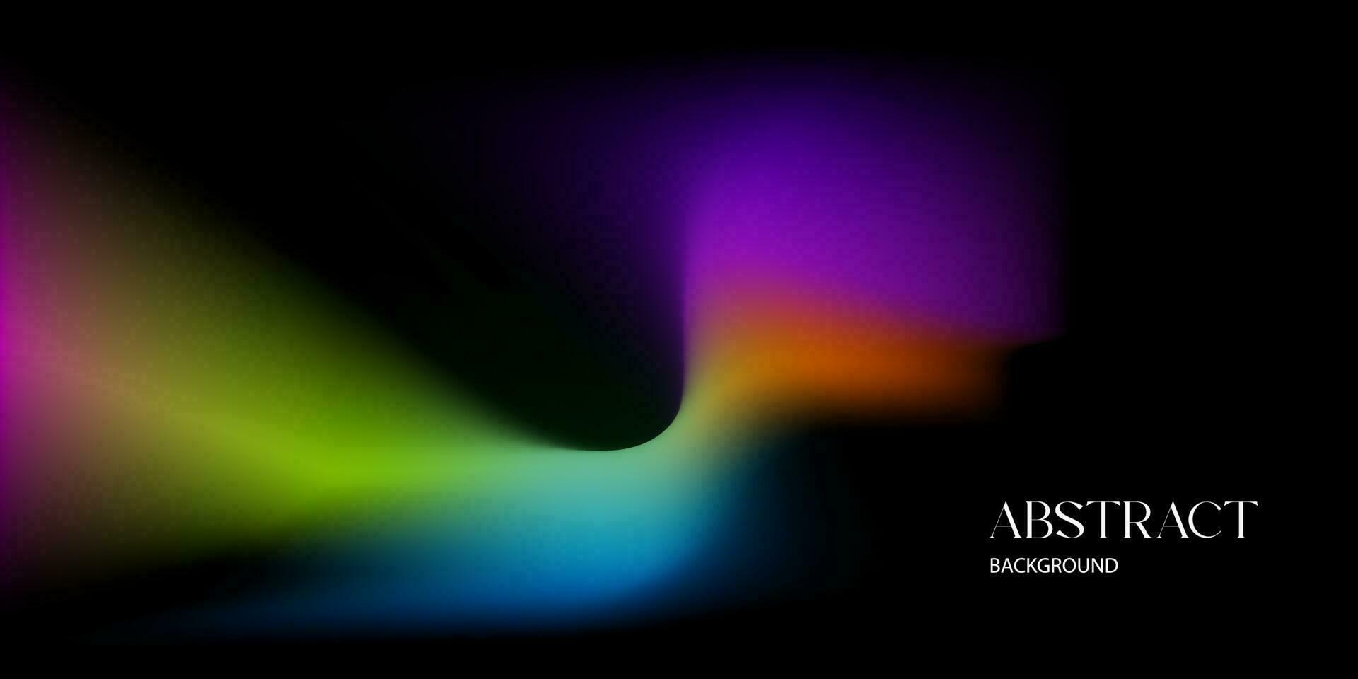 Abstract background template dark design with neon color gradient rainbow color shape on black vector