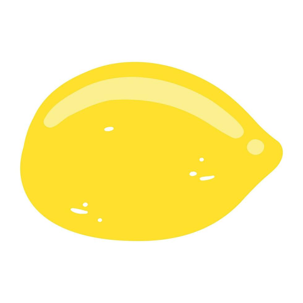 Hand drawn lemon icon. Vector flat illustration of whole tasty citrus, healthy food, summer fresh fruit