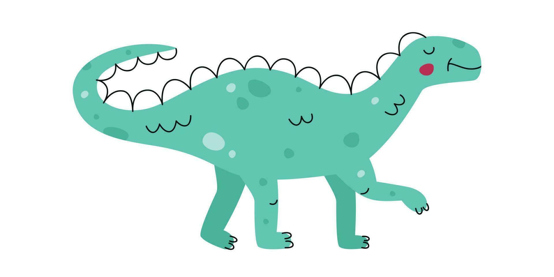 plano mano dibujado vector ilustración de iguanodon dinosaurio