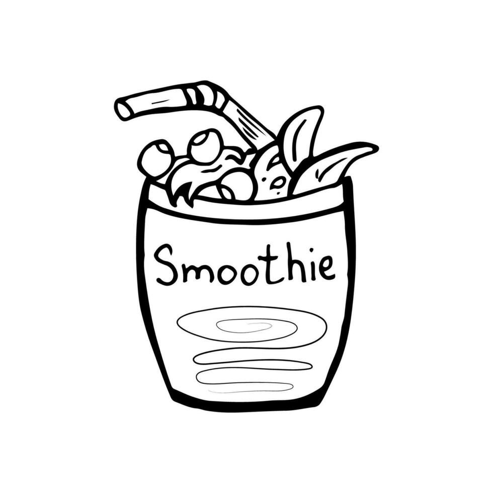 Line style Smoothie. Healthy drink vector illustration. Fruit drink, jelly. Doodle simple outline.