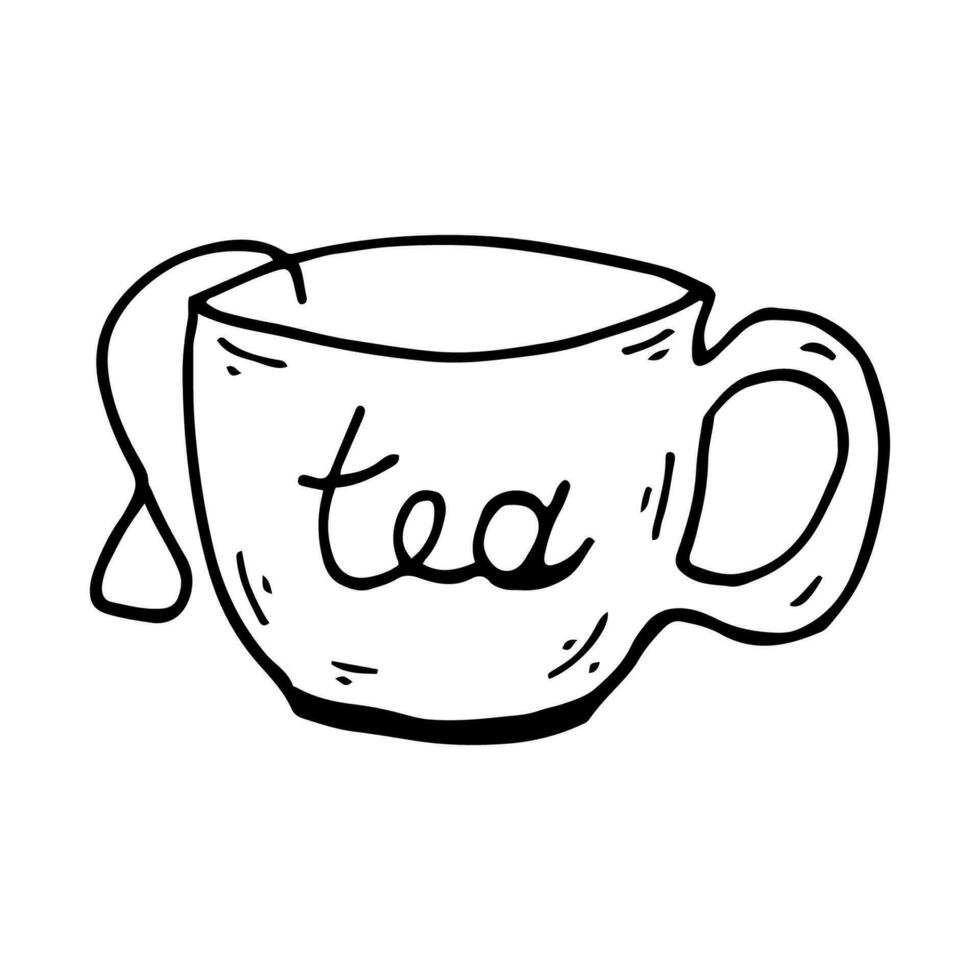 Line style Herb tea. Healthy drink vector illustration. Fruit, berries drink. Doodle simple outline.