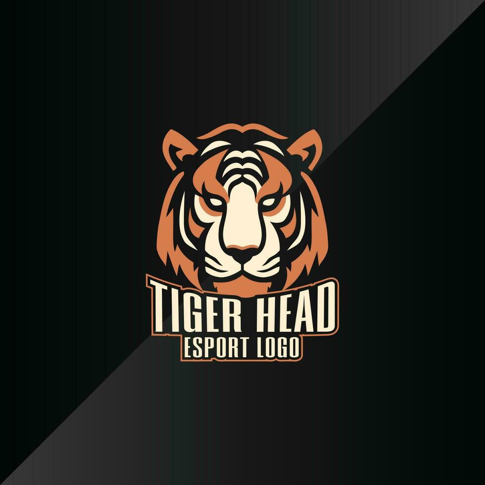 Tiger head logo esport team design gaming mascot vector