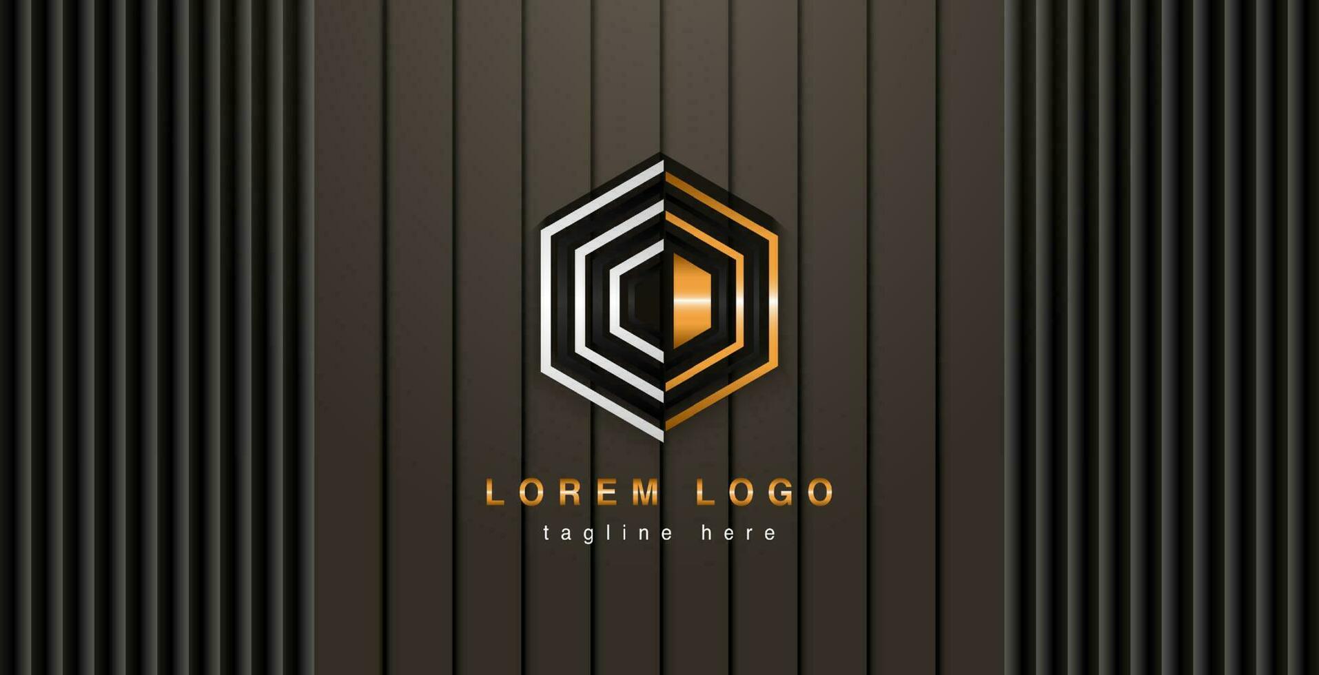 two sided monogram c and hexagon logo vector