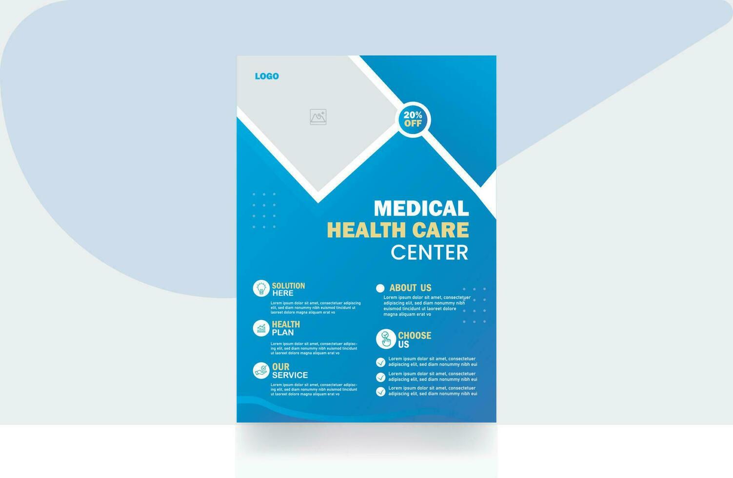 médico cuidado de la salud corporativo volantes diseño folleto antecedentes modelo vector