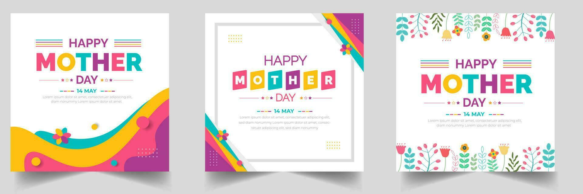 happy mother day social media post banner design or background design template set. vector