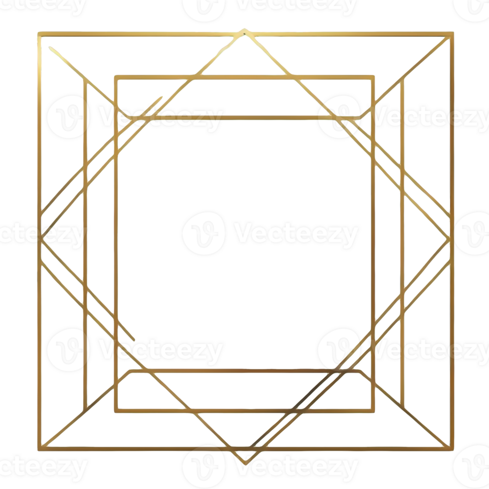 Golden geometric frame illustration design art on transparent background png