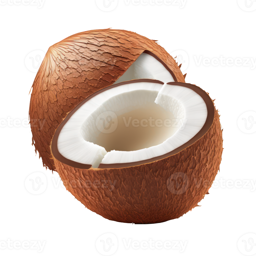 The image portrays a bunch of coconuts, realistically designed and placed on a transparent background. png