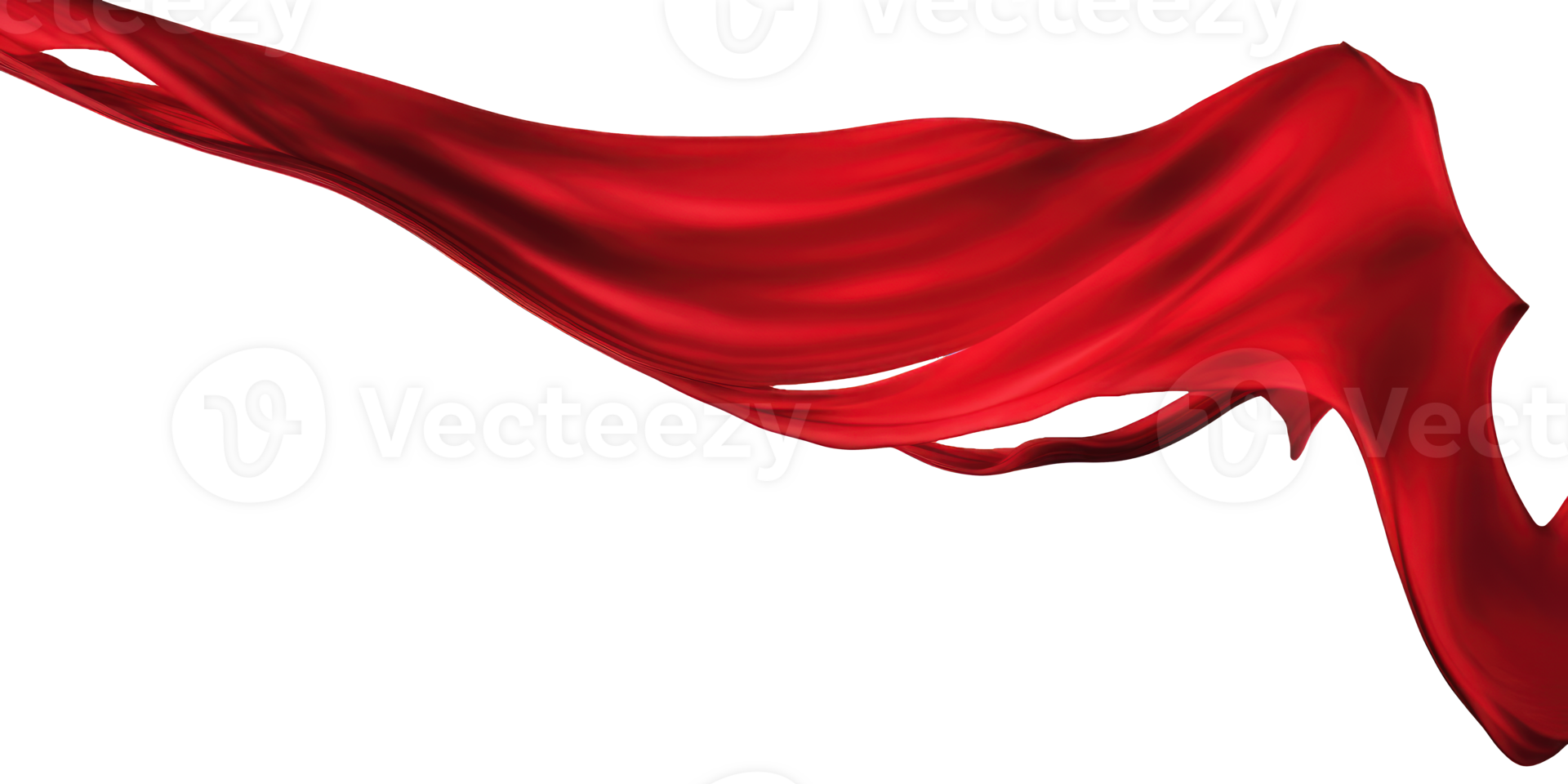 A vibrant red silk cloth is captured mid-flight against a transparent background, emphasizing its fluidity and grace as it elegantly dances in the air. png