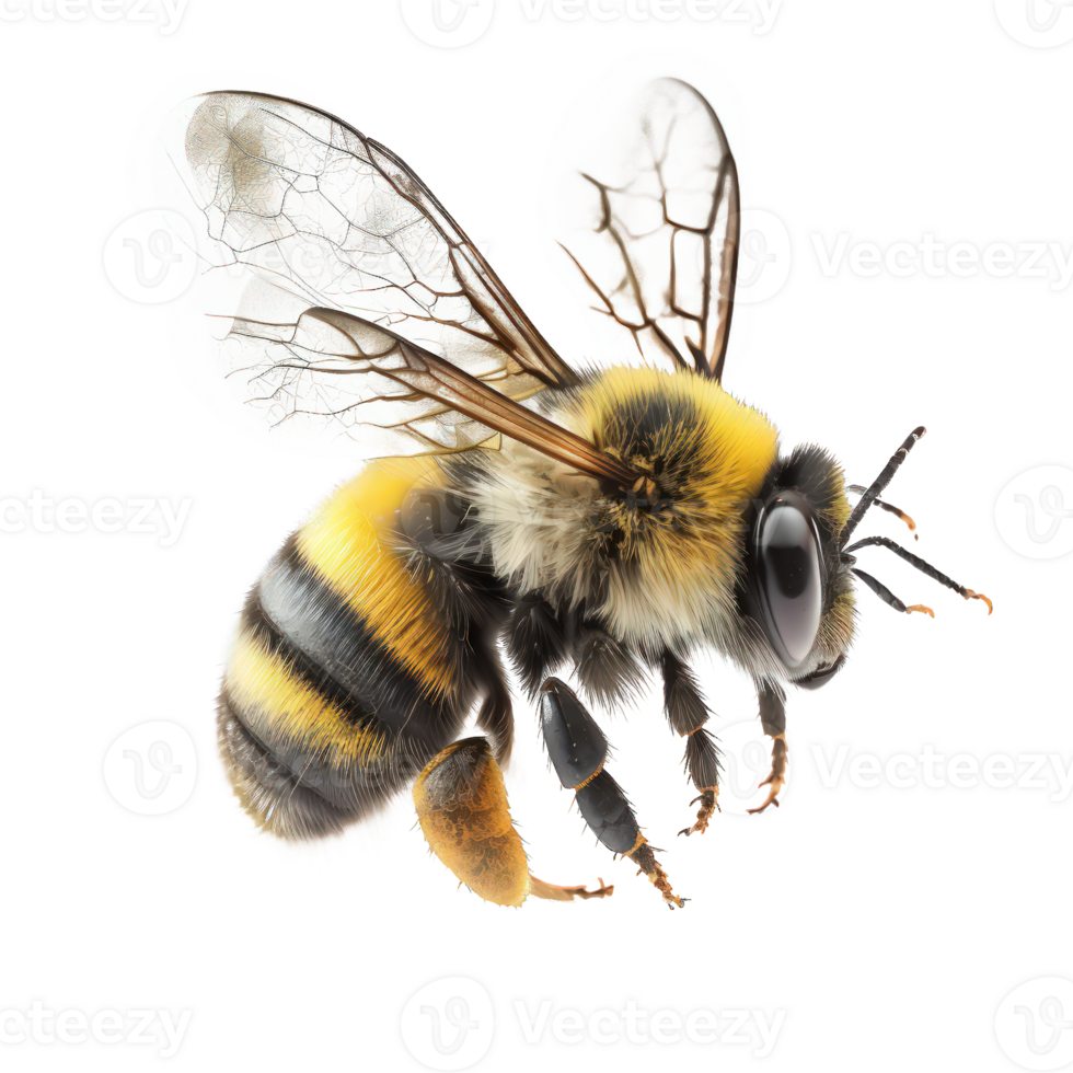 The image features an impressive, lifelike bee, beautifully rendered and seemingly in motion against a completely clear background. png