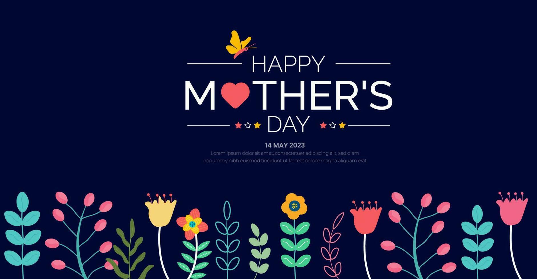 happy mother day background or banner design template with colorful flower design template. vector