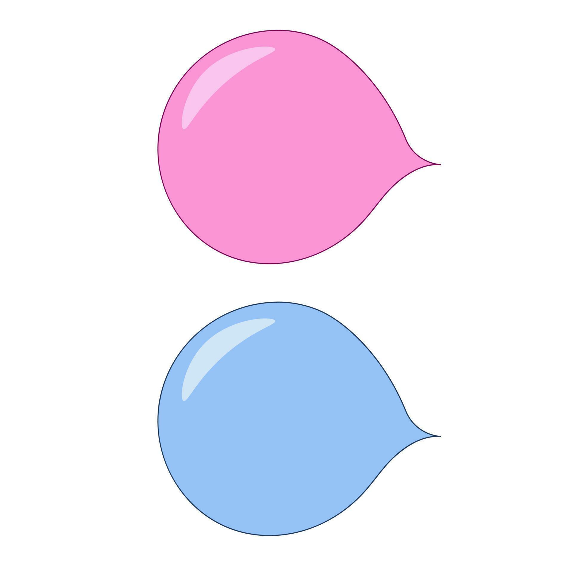 Pink and blue bubble gum, chewing and blowing bubble gum, vector