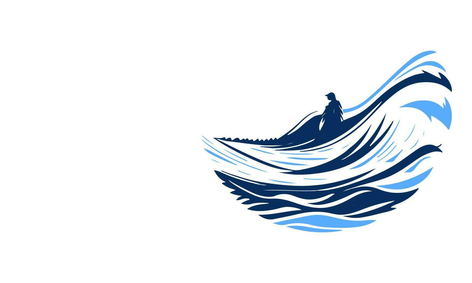 vector world oceans day background with sailor and wave illustration, copy space for your text