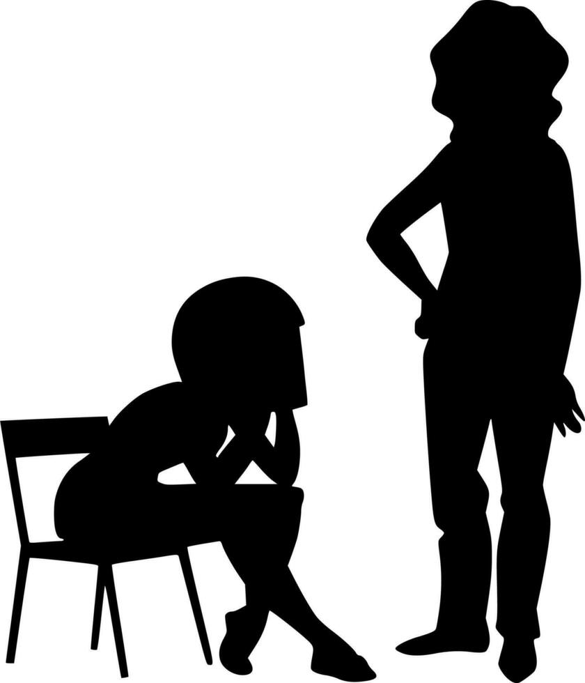 Vector silhouette of family on white background