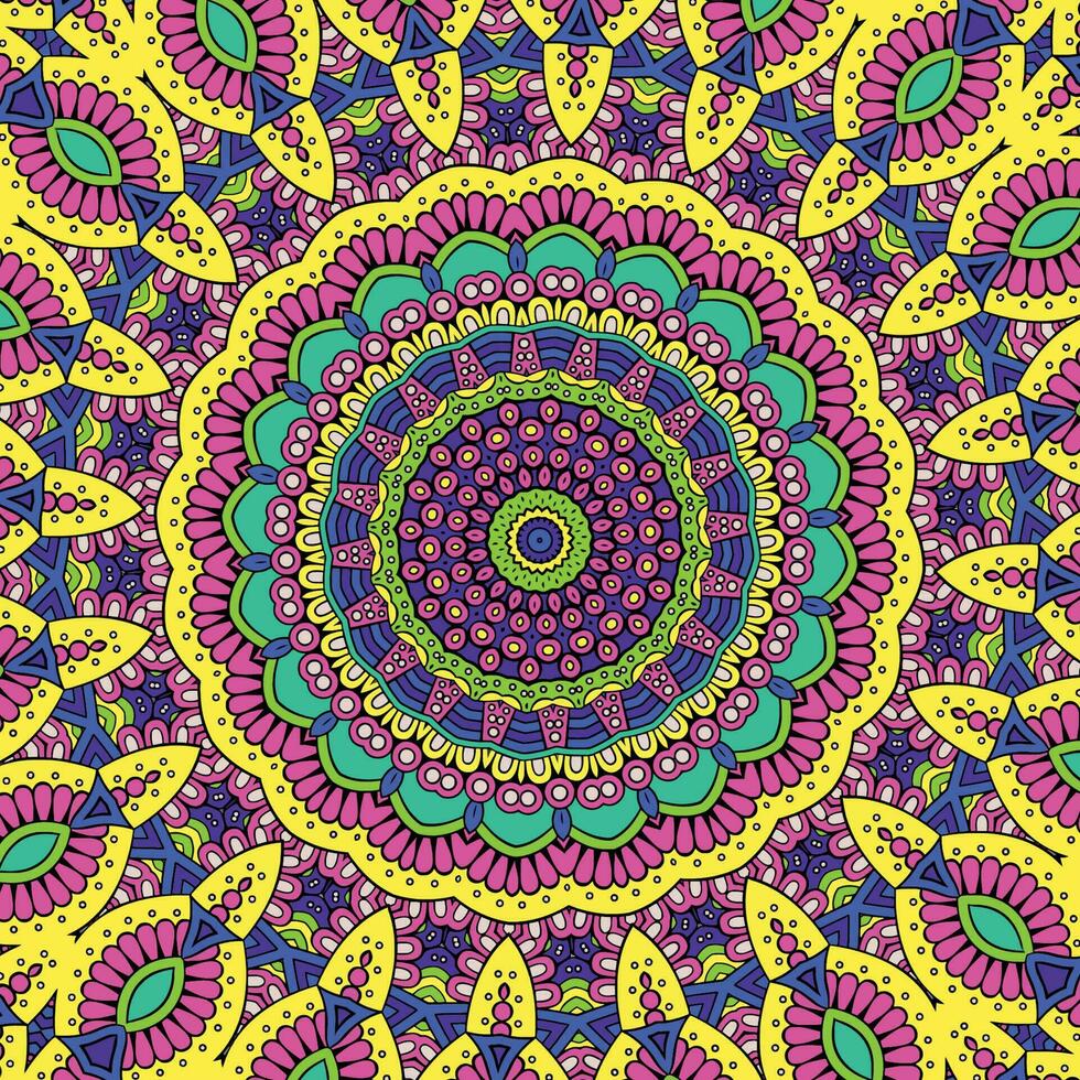 Background with a colorful mandala and the word kaleidoscope. vector