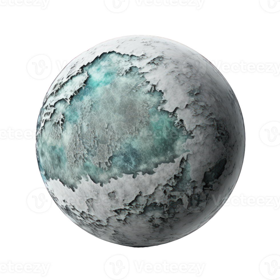 A lifelike planet floating in space, made more intriguing by its transparent background. png