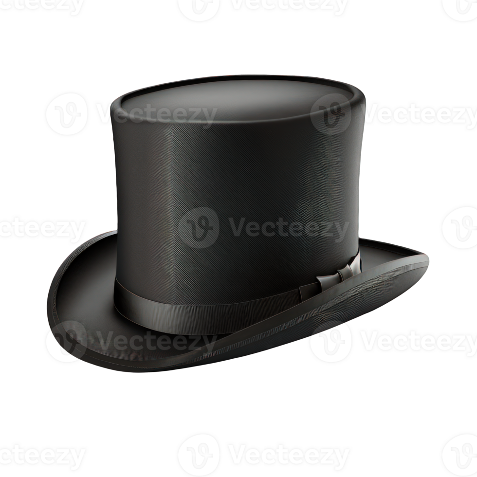 The image depicts a top hat that appears incredibly realistic, with all its intricate details and patterns perfectly laid out against a transparent background. png