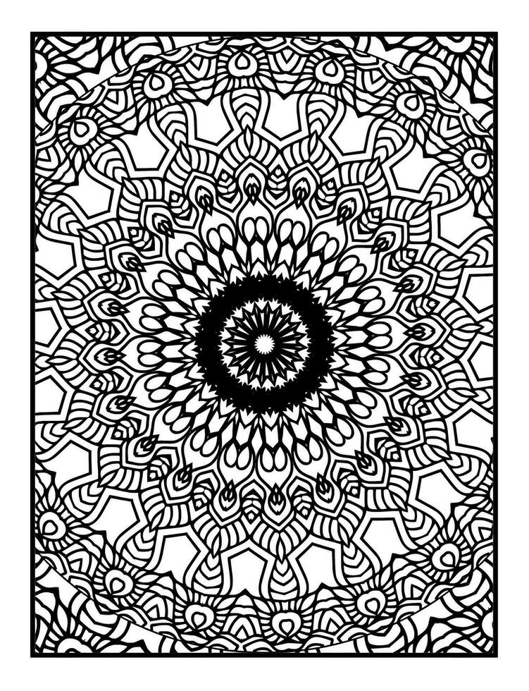 Beautiful monochrome illustration for adult coloring book with abstract linear pattern vector