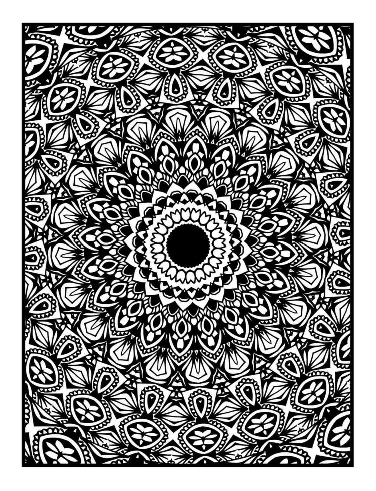 Beautiful monochrome illustration for adult coloring book with abstract linear pattern vector